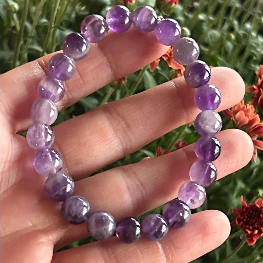 Handmade Amethyst Crystal Beaded Bracelet *
